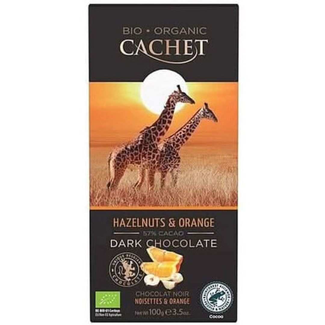 CACHET DARK ORGANIC HAZELNUT N ORANGE 100G
